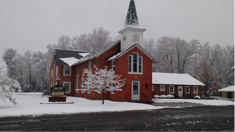 Salem presbyterian church in the winter